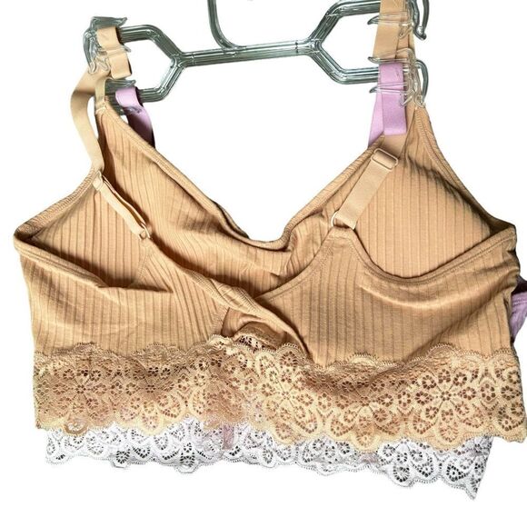 Live2Lounge Bralette Set of 2 Bra Pink Tan Lace 2X XXL - Picture 3 of 8